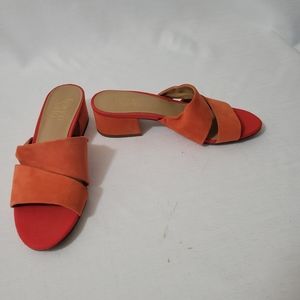 NEW Sz 7 Franco Sarto SlipOn Orange Suede-Touch Heels